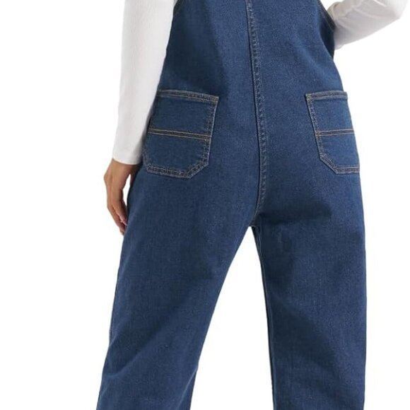 Stretchy Denim Overalls for Women, Womens Jean Bib Overall with Loose Fit, Ladie - Picture 3 of 5